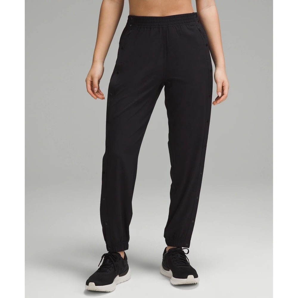Lululemon Black Tear Away Snap Button Sides Track Pants Women's Size 4 Athletic
